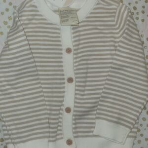 NWT First Impressions Striped Knit Cardigan in Cream and Tan